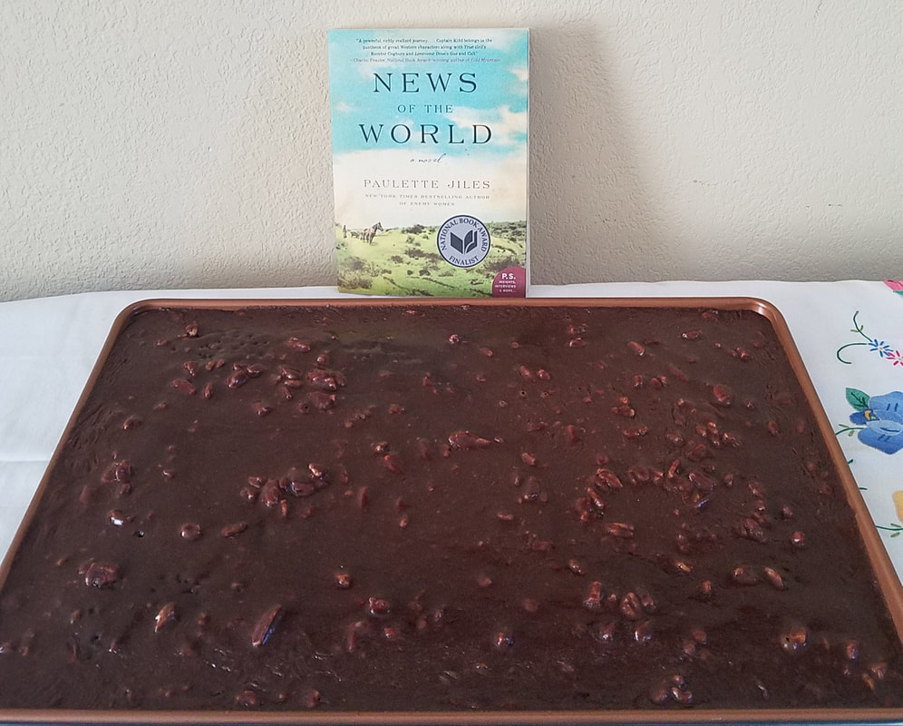 Texas chocolate sheet cake on Go Beyond Book Club