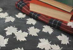 Package of Confetti or Table Scatters - large leaves cut from vintage book pages. 100 leaves per package on Go Beyond Book Club