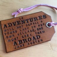 Jane Austen luggage tag quote on Go Beyond Book Club