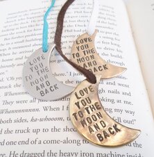 Love you to the moon and back wedding favor bookmarks on Go Beyond